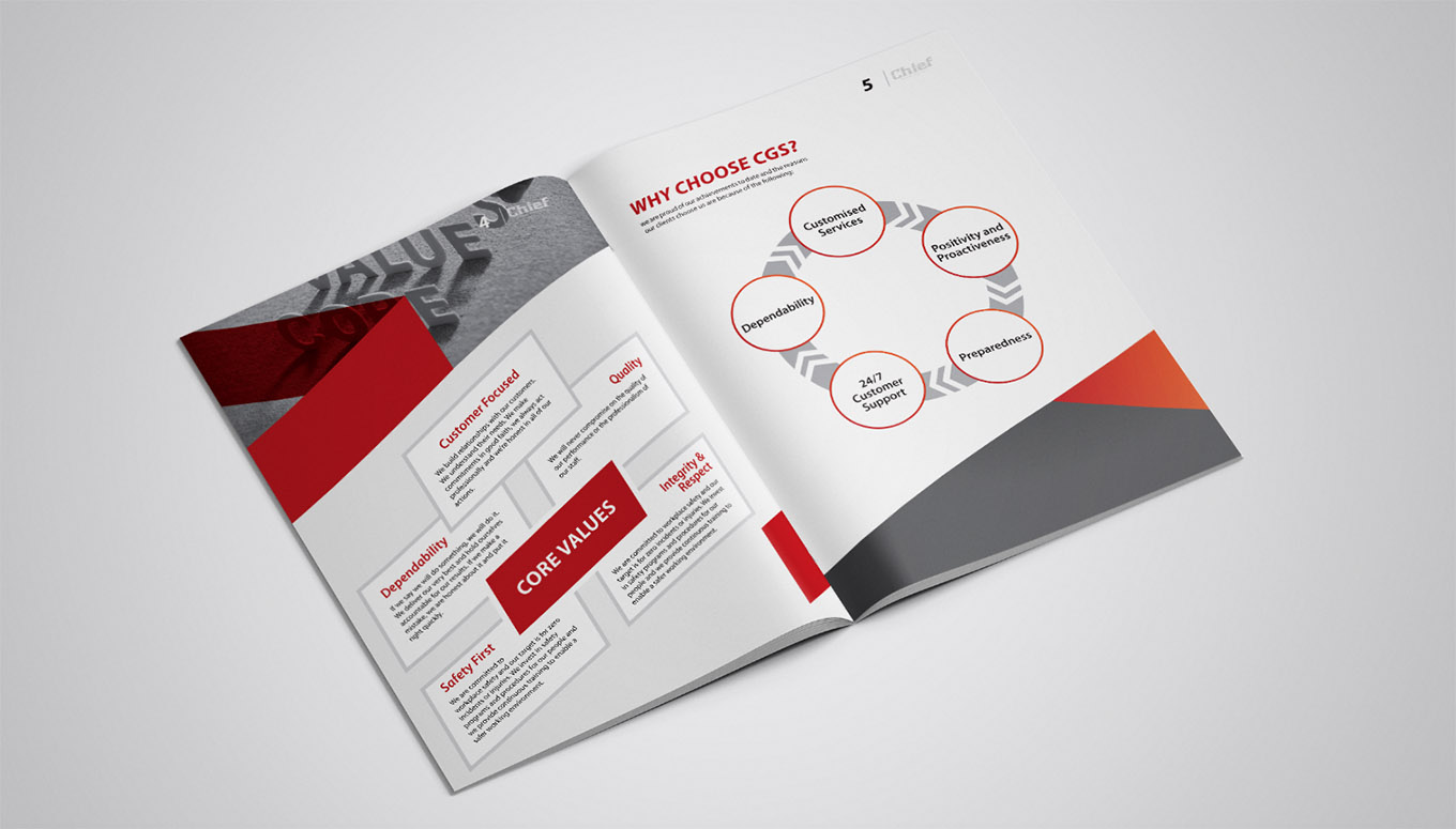 Company profile design for Chief Group Services by FOX DESIGN