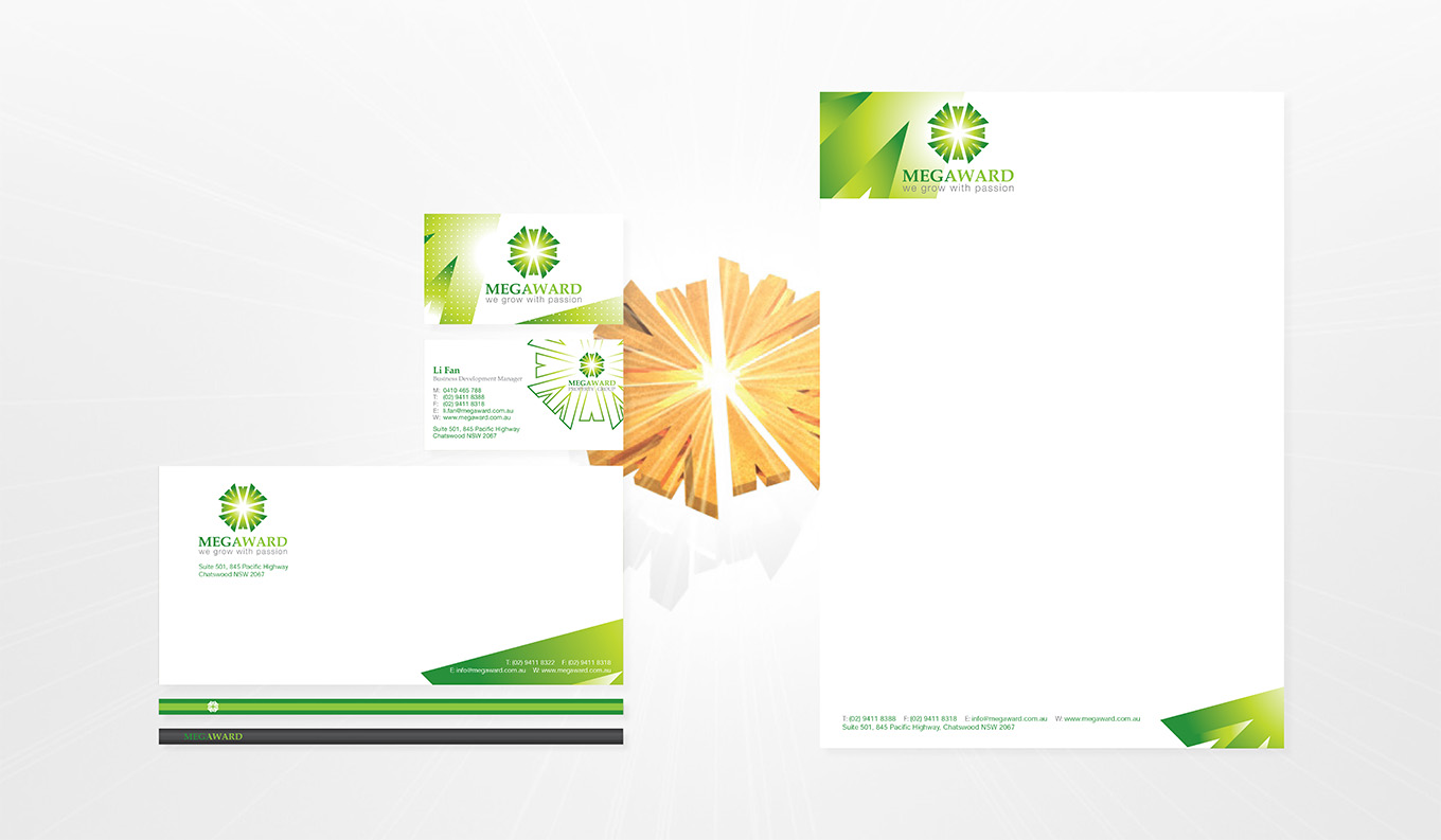 megaward property group stationery design by fox design