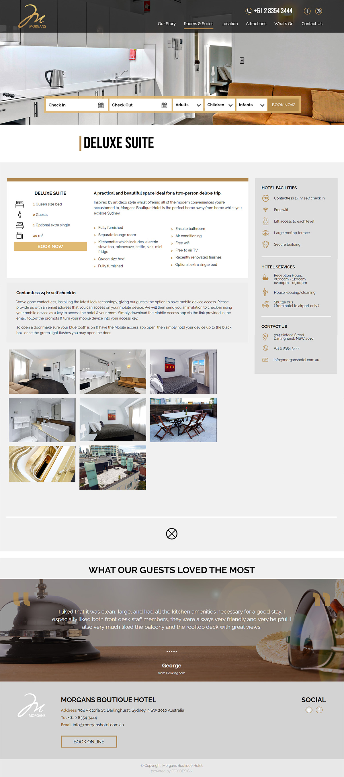 Morgans Boutique Hotel Website Design, Online Marketing