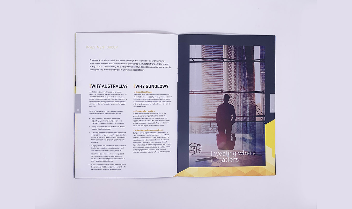 Sunglow Australia Company Profile design and print by FOX DESIGN