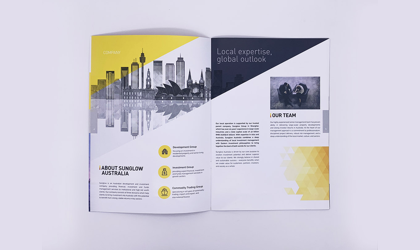 Sunglow Australia Company Profile design and print by FOX DESIGN