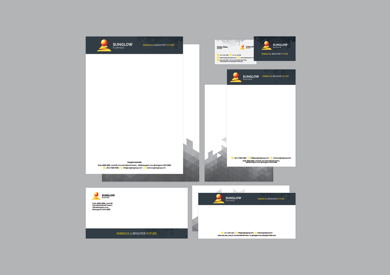 Sunglow Australia statioinery design and print by FOX DESIGN